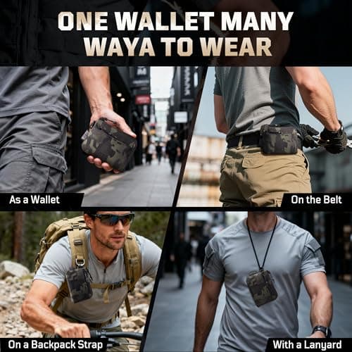 1TG Tactical Coin Purse, Cash Change Wallet 500D Nylon, Change Purse ID Card Holder with Zipper for Men and Women,Camo Black — view 6