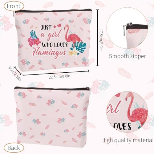 XiuSpark Flamingo Lovers Cosmetic Makeup Bag Gifts for Women Girl Travel Toiletry Pouch Birthday Christmas Animal Lover Flamingo Themed Gifts for Friends Bestie Daughter Wife Sister Girlfriend — view 2