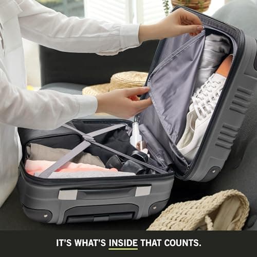 Kenneth Cole Reaction Out of Bounds Lightweight Hardshell 4-Wheel Spinner Luggage, Charcoal, Standard Size, Check it Out — view 2