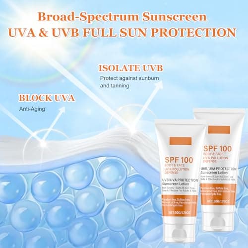 2Pcs Sunscreen SPF 100, Lightweight Face Sunscreen with UV Protection — view 3