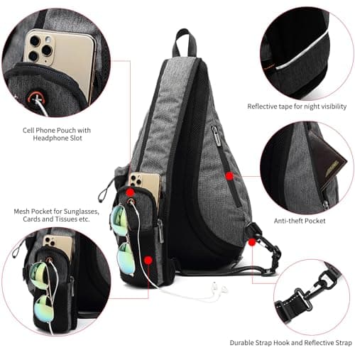 TUDEQU Large Sling Bag for Men 19L, Crossbody Backpack with 8 Pockets — view 5