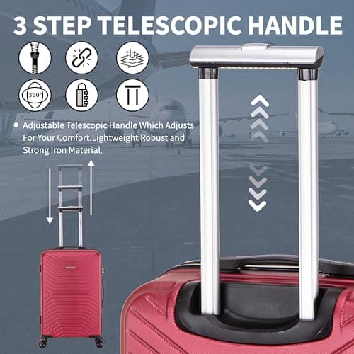 FLYMAX 55x35x20 Suitcase Carry on Suitcase Hard Shell Hand Luggage Cabin Bag Case Approved for Ryanair EasyJet 2 Small Fits 8kg 10kg 35 Litre Capacity + 3 Digit Lock + Telescopic Handle Cabin Luggage — view 4