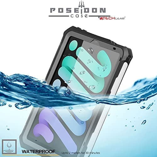 TECHGEAR Waterproof Case for iPad Mini 7/6 (8.3" 2024 & 2021) Poseidon Series Rugged Shockproof Case with Built-in Screen Protector, Stand & Strap – Heavy Duty Protection for Field, School or Travel — view 2