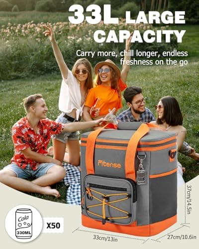 Fitense Insulated Cooler Box for Women Men - 33L Collapsible Cool Bag Lunch Box, 4-Layer Leakproof Cooler Bag, Portable Ice Chests Lunch Bag for Beach, Travel, Picnic, Grocery, Kayaking — view 4