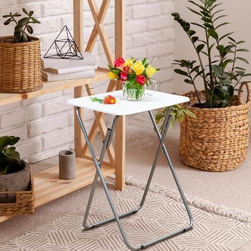 Premier Housewares Folding Camping Table - Foldable Outdoor Table for Drink Coffee - Lightweight Small Picnic Table for Camp - White Collapsible Kitchen Work Table — view 4