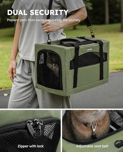 pecute Cat Carrier, Pet Carrier with Scientific Hidden Partition, Green — view 4