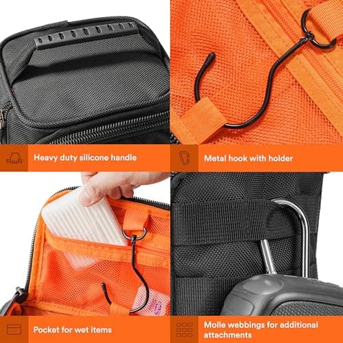 Fitdom Hanging Compact Toiletry Bag Tactical Dopp Kit Case for Men. Perfect for Travel & Storage. Fits Large & Small Cosmetic Makeup, Clipper, Toothbrush, Shower, Shaving & Grooming Care Organizer — view 4