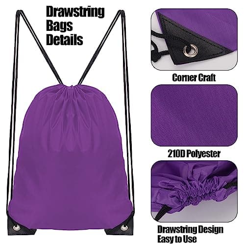 JFmall Drawstring Bags, Swim PE Bags Drawstring Gym Bag for Kids Adults String Swimming Sports Bag for School Sports Swimming Gym Travel Purple — view 4