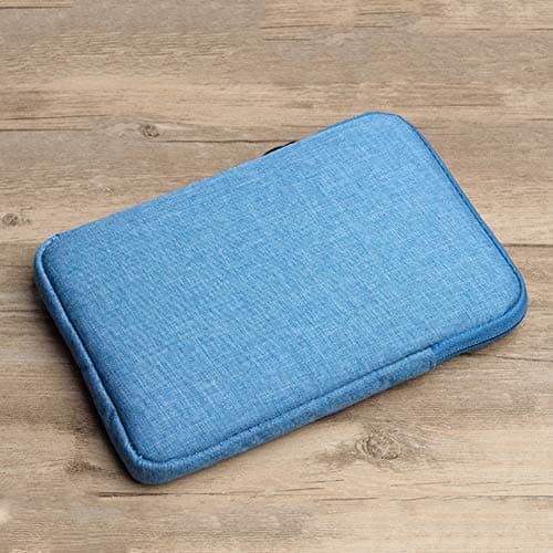 Nylon Sleeve Case for E-Reader/E-Book/Smartphone - Padded Case with Zip for Kindle Paperwhite/Oasis/Kobo，Lake Blue,6"(14X18.5X2cm) — view 2