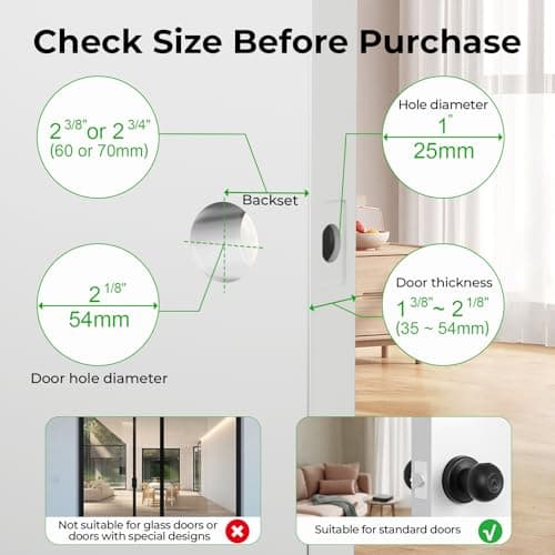 FITNATE Biometric Door Lock, Rechargeable Fingerprint Lock with Key — view 6