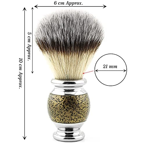 Haryali London, 4Pcs Wet Shaving Set | Antique Gold Shave Kit with Synthetic Silver Tip Shaving Brush, DE Safety Razor, Stainless Steel Bowl and Soap | Shaving Accessories Set for Men Grooming — view 4
