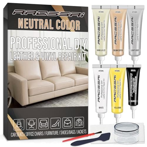 ARCSSAI Leather and Vinyl Repair Kit - Restorer of Your Furniture,Car Seats,Sofa,Jacket,Purse,Belt,Shoes,Genuine,Italian,Bonded,Bicast,Pu Leather No Heat Required Repair & Resto