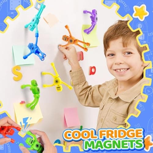 Magnetic Robot Men Travel Toys for Toddlers Kid Boy 5PC Airplane Road Trip Car Travel Activities Fridge Magnet Fidget for Party Bag Fillers for Kids — view 3