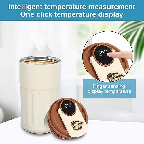 Water Bottle Flask with Temperature Display Stainless Steel Flask for Hot Drink 450mL, Insulated Coffee Mug Travel Mugs for Hot Drinks Mug Warmer Thermal Mug Thermal Cup — view 5