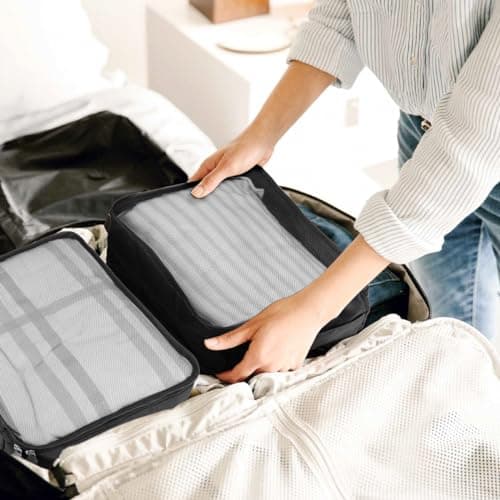 Packing Cubes for Suitcase 10 Sizes Suitcase Organizer Bags 10 Pcs Travel Bags Organiser (10, Black) — view 6