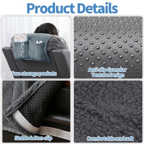 JOAASU Headrest Ergonomic Pillow for Recliners Armchairs, Non-Slip Headrest Pillow with Removable Cover, Memory Foam Neck Support Pillow with Pockets for Recliner, Sofa, Armchair, Office Chair — view 4