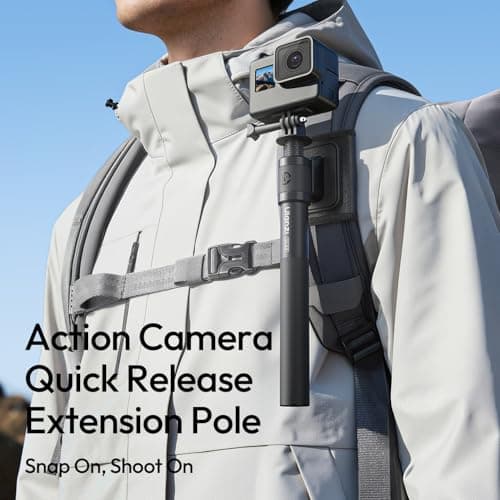 Ulanzi VL04 Selfie Stick w Backpack Mount Shoulder Strap, Extended Monopod Pole with Go pro Action Camera Adapter, Handheld Travel Pole w 1/4" Screw for Insta360 x5/4/3, DJI Pocket 3/Osmo Action 5/4 — view 2