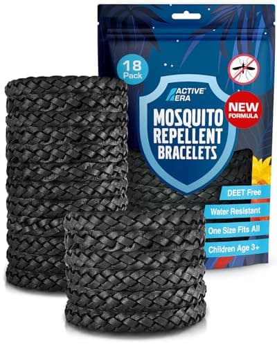 Active Era Mosquito Repellent Bracelet, Insect Midge & Mosquito Bands - Powerful DEET Free Formula - Waterproof with 250 Hours / 10 Days of Protection (Black - 18 Pack)