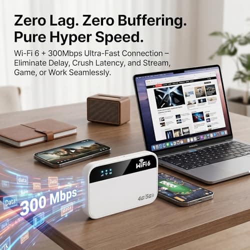 5G Portable WiFi 6 Router, 3000mAh Battery, SIM-Free, Up to 15 Devices — view 2