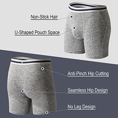 Nuofengkudu Mens Thermal Seamless Boxer Briefs Long Leg Warm Underwear 3D Pouch Bulge Support Stretch Waistband Comfy Trunks Winter Male Classic Anti-Chafing Underpants E 3 Pack Black Grey Blue XL — view 5