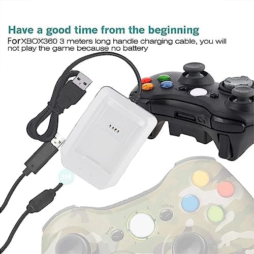 xbox 360 battery pack controller systems accessories batteries chargers fully charged hold charge charging light cable charger led controllers indication rechargeable replacement handle — view 4
