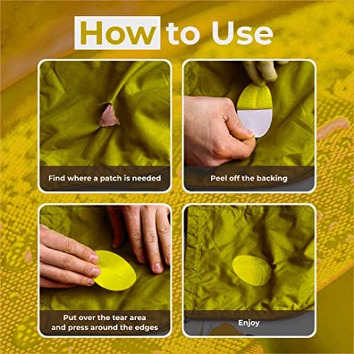 Stick-On Repair Patches for Down Jackets, Tents, 11 Pcs, Waterproof, Yellow — view 2