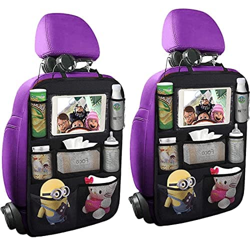 Sukuos Back Seat Car Organizer Mats Back Seat Storage Bag with Table Holder for Kids Toddlers, Travel Accessories (2Pack)
