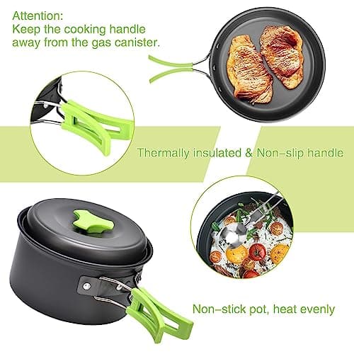 Queta Outdoor Camping Tableware Set, 10 Pieces Camping Gavette Set Foldable for Hiking, Picnic, BBQ, FDA Certified, 1-2 People — view 6