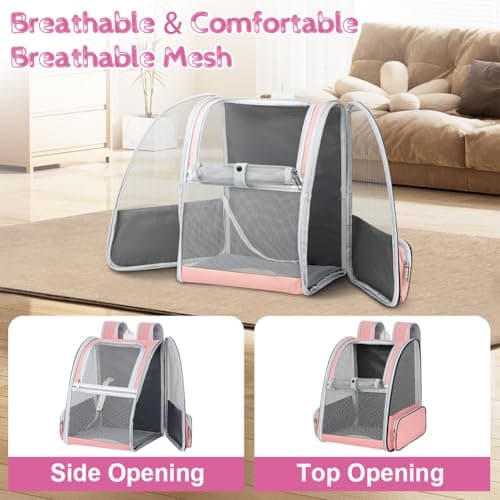 Alaoo Cat Carrier Dog Backpack, Breathable Pet Carrier Backpack With Thickened Support Base, Portable Breathable Rucksack for Carrying Puppy Dogs Cats for Travel Walking Hiking Camping, Pink — view 5