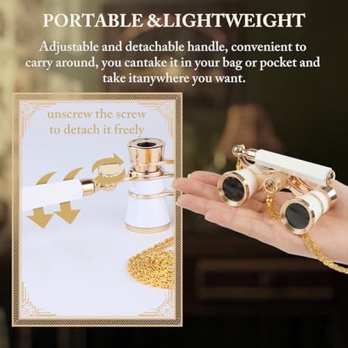 Opera Glasses, 3X25 Theater Binoculars, Mini Compact Opera Glasses with Adjustable Handle, Portable Binoculars for Women Adults Kids, Ideal for Concert Theater Opera — view 4
