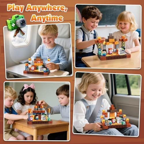 Magnetic Blocks, 60PCS Toddler Travel Toys with Metal Box, Chicken Knight Magnets Building Blocks Tiles Cubes Construction Sensory Toys for Kids Boys Girls Ages 3 4 5 6 7 8 9 10 Birthday Xmas Gifts — view 6