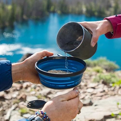 Camping Bowl Collapsible Dish Foldable Travel Portable Pop Up Silicone Hiking Walking Outdoor (Red) — view 6