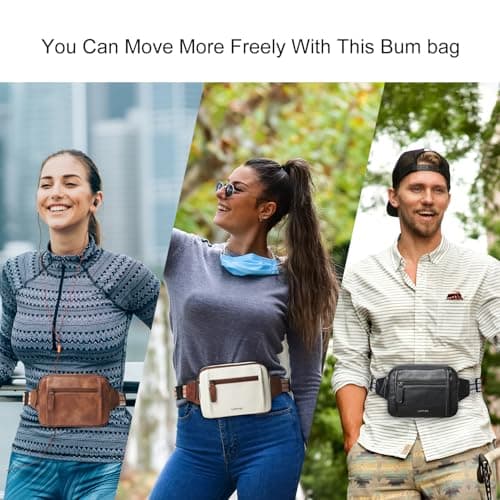LATMAP 3L Bumbags for Ladies, Fanny Pack for Women 4-Zipper Waist Bag Women PU Leather Fashion Dog Walking Bags Waterproof Cross Body Sling Bag for Travel, Sport — view 3