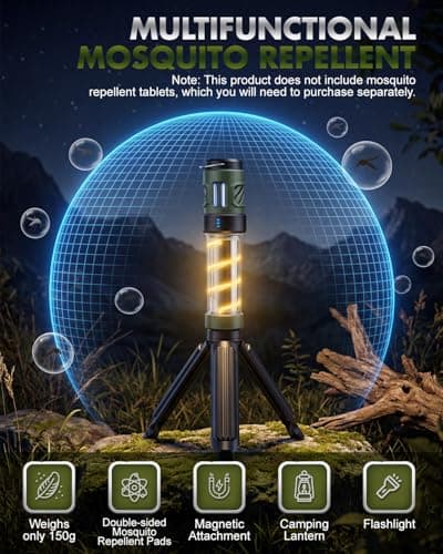 Mosquito Repellent Light, Portable Mosquito Lamp with Rechargeable Battery,Waterproof Camping Light, for Camping, Backpacker, Outdoor & Indoor Use - Black — view 2