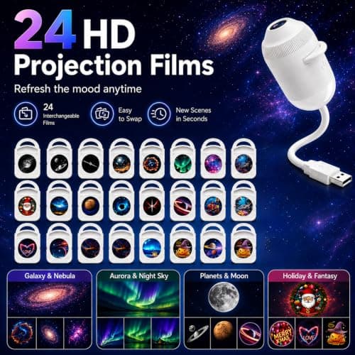 Ocean Projector, Galaxy Projector Night Light, 2026 New HD 5D Holographic Night Light Projectors, 360° Adjustable, LED Projection Lamp for Bedroom — view 2