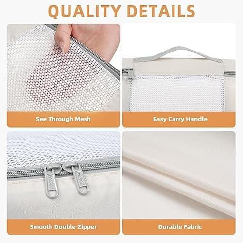 BAGAIL 8 Set Packing Cubes Various Sizes Packing Organizer for Travel Accessories Luggage Carry On Suitcase - Beige — view 4