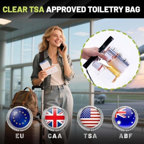 6 Pack Clear TSA Toiletry Bag 20x20cm Travel Essentials - 3 Grey & 3 Black — view 2