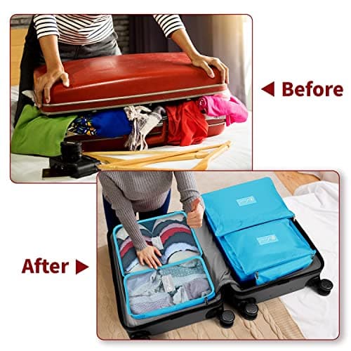 Vinsani 6pc Packing Cubes Travel Organiser Set for Suitcase, Light Blue — view 4