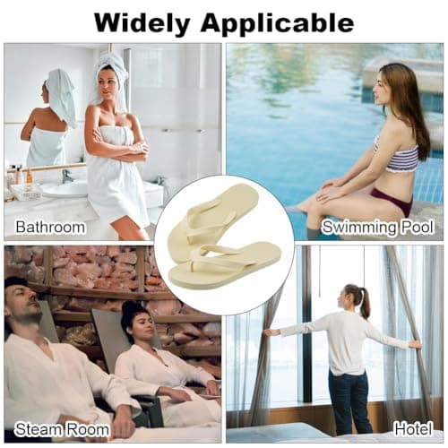 Aomig Unisex Flip Flops Ladies Girl Men Flatform Beach Flip-Flop Slim Rubber Flip Flops Women's Yoga Mat Comfortable Beach Platform Sandals Slip-Resistant Flat Flip Flops(Beige-UK Size-9-10) — view 2