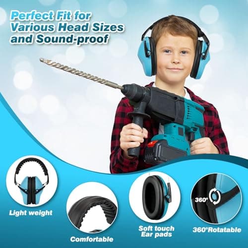 Kids Ear Defenders 2 Pack, Noise Cancelling Headphones for 3-16 Year — view 2