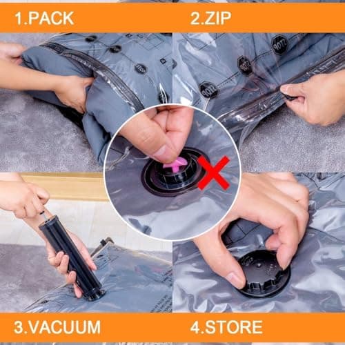 10 Small Vacuum Storage Bags with Electric Pump,Plastic Packaging Bags, Space Saver Bag for Clothes, Mattress, Blanket, Duvets, Pillows, Comforters, Travel — view 5