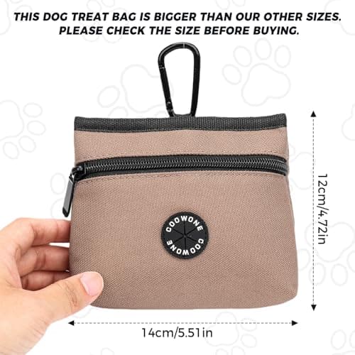 COOWONE Dog Treat Pouch with Pet Training Clicker, Detachable Dog Puppy Training Treat Bag, 900D Oxford Cloth Magnetic Closure Small Dog Walking Bag for Travel or Outdoor Use (coffee) — view 5