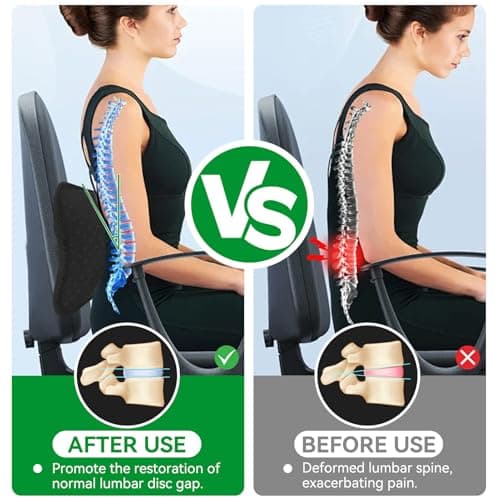 Agatige Inflatable Lumbar Support Pillow, Portable Adjustable Lumbar Pillow for Office Chair Low Back Support Pillow with Pump Back Pillow for Rest, Sleeping, Travel — view 3