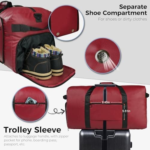 Fmeida 65L Foldable Travel Duffle Bag Waterproof Holdall Luggage Bags — view 5