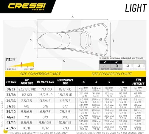 Cressi Light Fins Short Swimming Fins - Agile Training Flippers for Muscle Conditioning - Lightweight Travel Flippers - Compact Snorkel Blade - White - 43/44 (8.5/9.5) — view 5