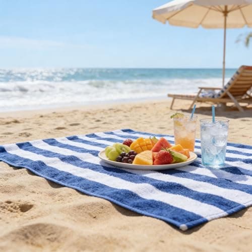 MEgegulo Large Beach Towel 160 * 80CM ultra-fine fiber, adult soft absorbent sports, travel towel quick drying stripe large size， lightweight, compact — view 5