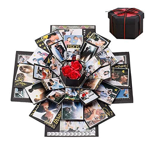 Cosswe Explosion Box, Surprise Box DIY Photo Album Scrapbook Folding Gift Box Handmade Commemorative Album for Birthday Valentine's Day Wedding Memory