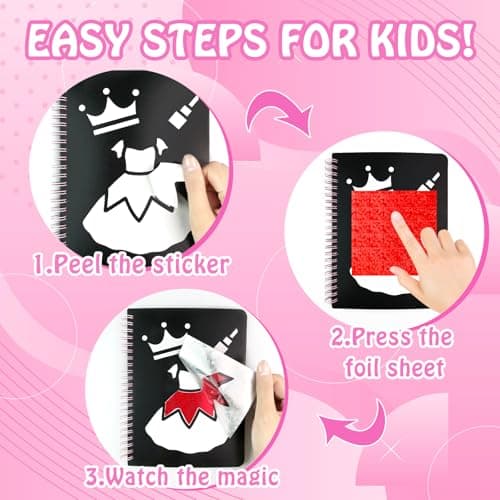 Foil handicraft for Kids-Dress Up,Mess-Free & No-Glue Colouring Book,Art & Craft Supplies Kits,DIY Creative Activity Travel Toy Gifts.Ideal Birthday Christmas Party Gifts for Girls Boys Ages 4+ — view 3