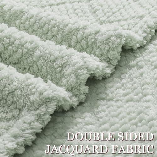 Whale Flotilla Soft Jacquard Throw Blanket for Sofa, Sage Green — view 5