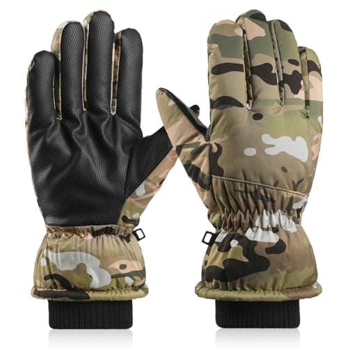 Ski Gloves Winter Gloves Waterproof Windproof Men Women Warm Cold Weather Gloves Touch Screen Finger (Camouflage)